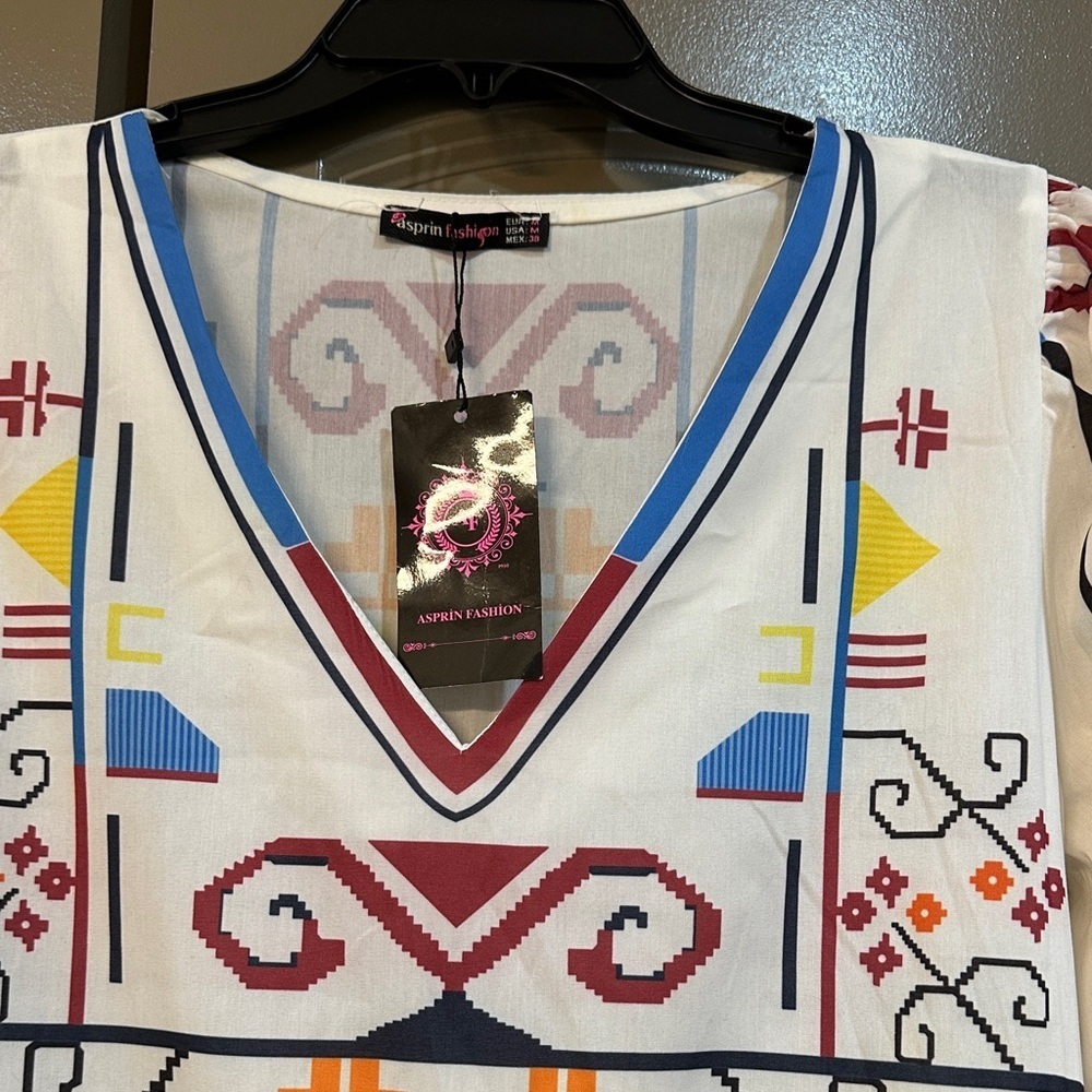 Colorful Geometric Long Sleeve Dress - Picture 4 of 5